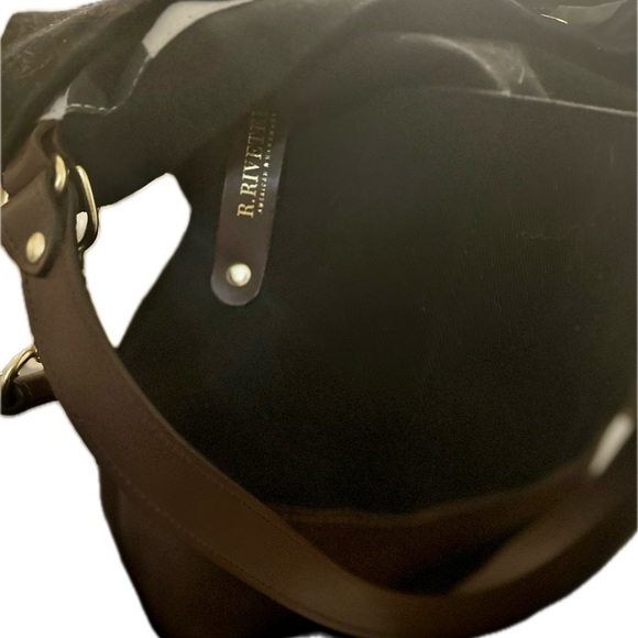 R. Riveter black canvas brown leather tote “Doyle” - Picture 3 of 9